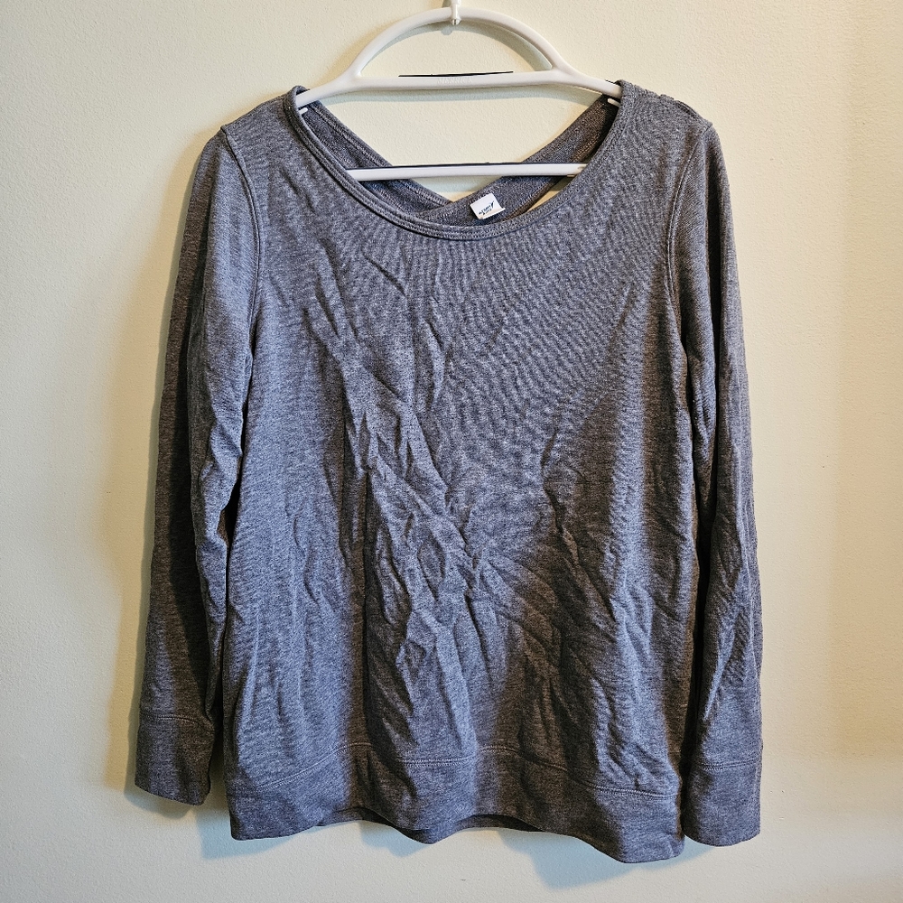 Old Navy Ladies Active Gray Keyhole Back Sweatshirt Size M